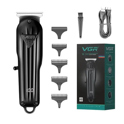 VGR Hair Trimmer Professional Hair Clipper Electric T-Blade Hair Cutting Machine 0mm LED Display Barber Trimmer for Men V-982.