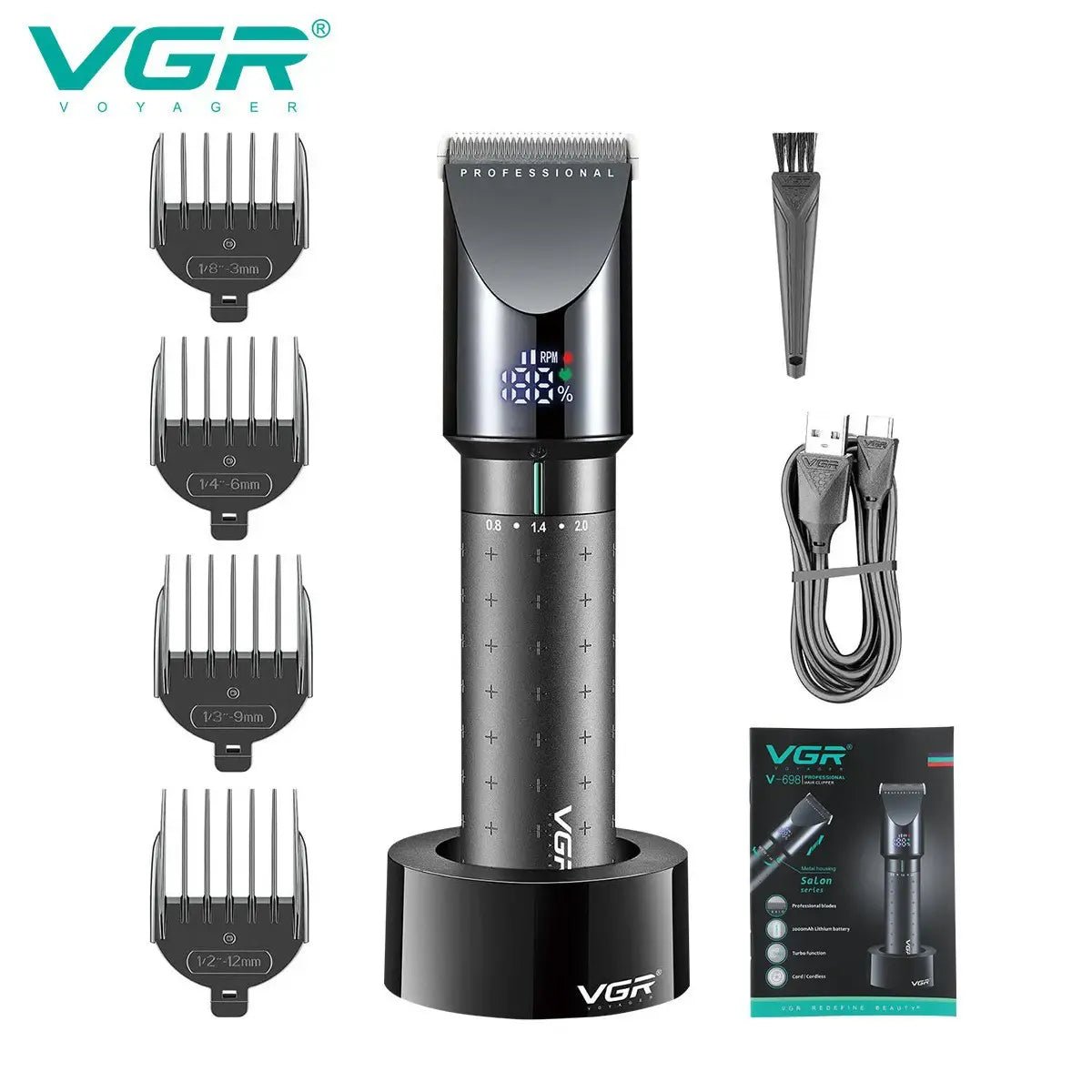 VGR Long Life Hair Trimmer Powerful Power Hair Trimmer Set for Men with Base series hair trimmer - Lux Mart London