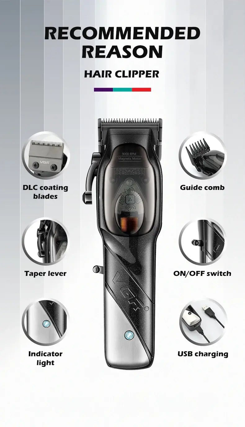VGR Long Life Hair Trimmer Powerful Power Hair Trimmer Set for Men with Base series hair trimmer - Lux Mart London