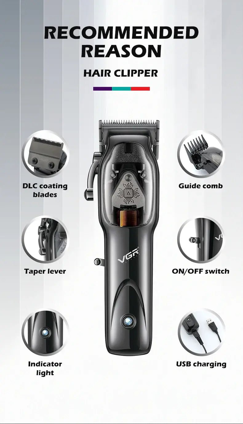 VGR Long Life Hair Trimmer Powerful Power Hair Trimmer Set for Men with Base series hair trimmer - Lux Mart London