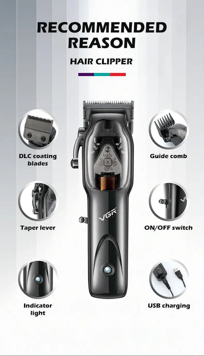 VGR Long Life Hair Trimmer Powerful Power Hair Trimmer Set for Men with Base series hair trimmer - Lux Mart London
