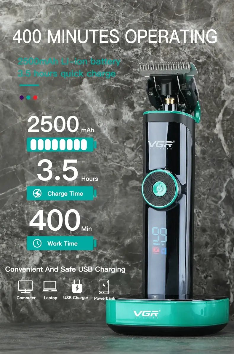VGR Long Life Hair Trimmer Powerful Power Hair Trimmer Set for Men with Base series hair trimmer - Lux Mart London
