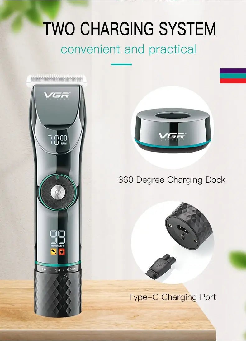 VGR Long Life Hair Trimmer Powerful Power Hair Trimmer Set for Men with Base series hair trimmer - Lux Mart London