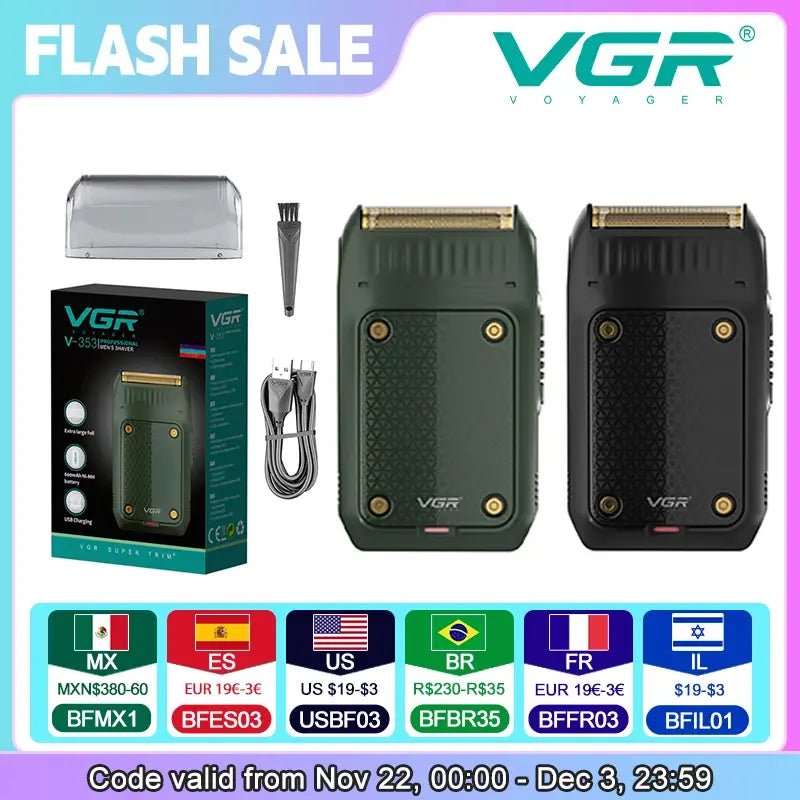 VGR V-353 Shaver Professional Razor Electric Shaving Machine Portable Beard Trimmer Rechargeable Razor Mini Shaver for Men.