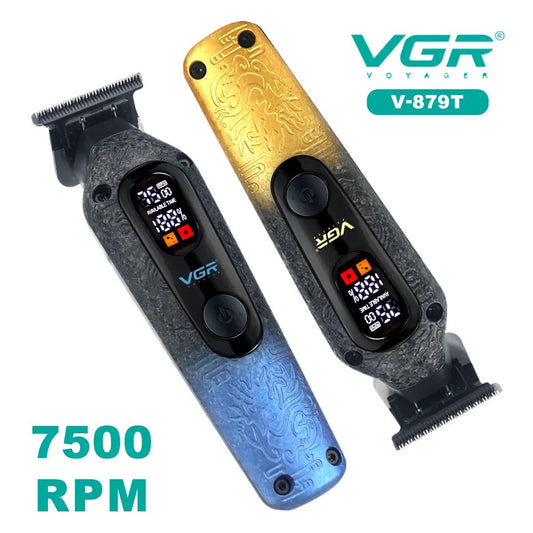 VGR V-879T Hair Trimmer for Men DLC Blade T-Blade 7500RPM LED Display 1500mAh Professional Hair Clipper Finishing Machine.