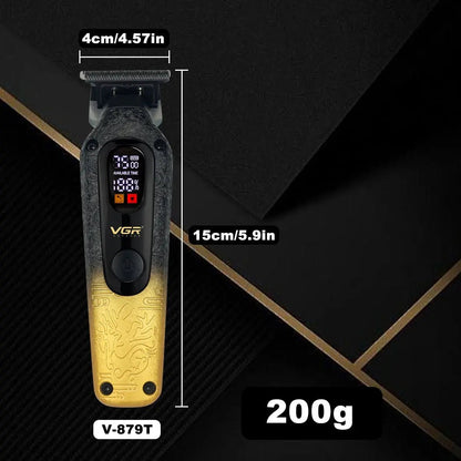 VGR V-879T Hair Trimmer for Men DLC Blade T-Blade 7500RPM LED Display 1500mAh Professional Hair Clipper Finishing Machine.