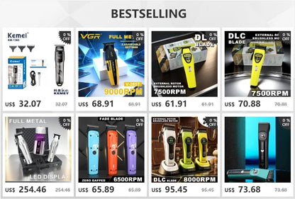VGR V-879T Hair Trimmer for Men DLC Blade T-Blade 7500RPM LED Display 1500mAh Professional Hair Clipper Finishing Machine.