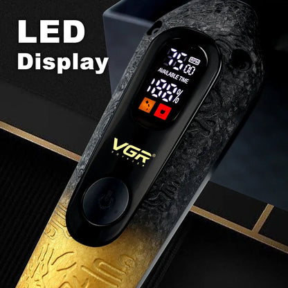 VGR V-879T Hair Trimmer for Men DLC Blade T-Blade 7500RPM LED Display 1500mAh Professional Hair Clipper Finishing Machine.